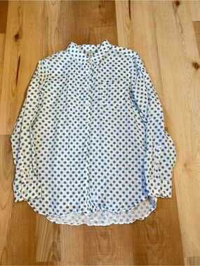 L.L. Bean Women's Shirt Long Floral Pattern Sleeve 100% Linen Size L REG